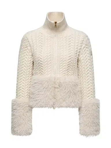 Moncler Women's Cardigan in Wool Blend - White | Thumbnail 1 Moncler Women's Cardigan in Wool Blend - White | Thumbnail 1