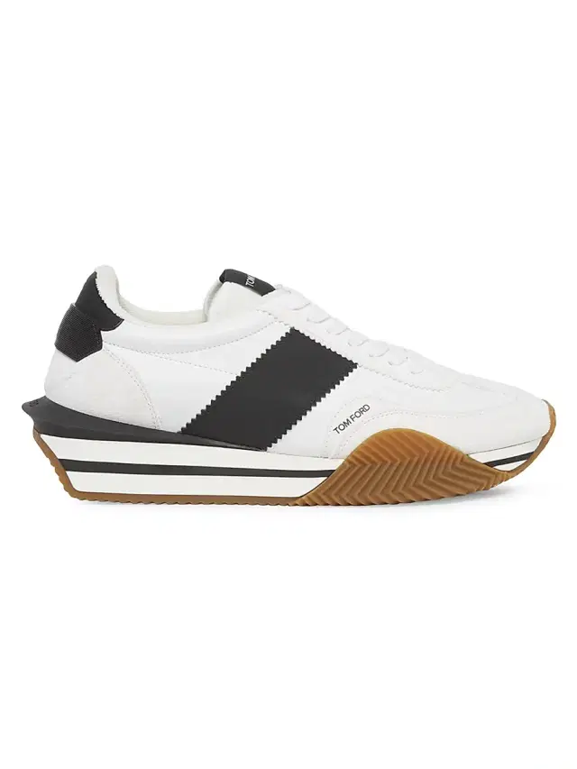 Men's Low-Top Racing Sneakers - White Black Cream