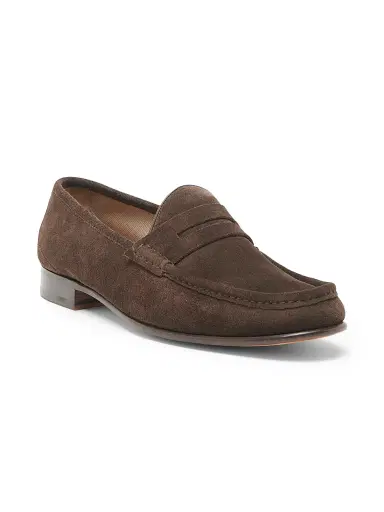 TOM FORD Men's York Suede Penny Loafers - Coffee | Thumbnail 2