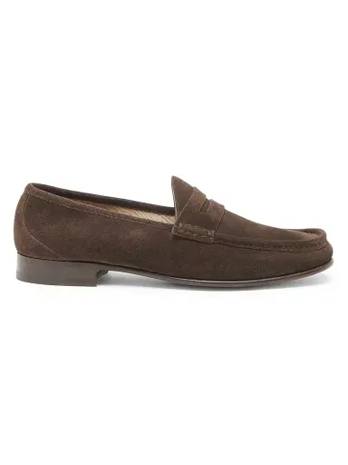 TOM FORD Men's York Suede Penny Loafers - Coffee | Thumbnail 1