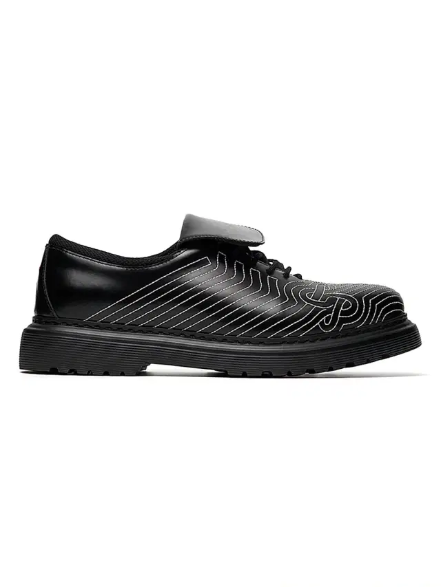 Men's Derby Football Leather Shoes - Black