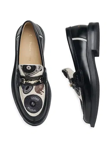 Filling Pieces Men's Vinyl Embroidered Leather Loafers | Thumbnail 2