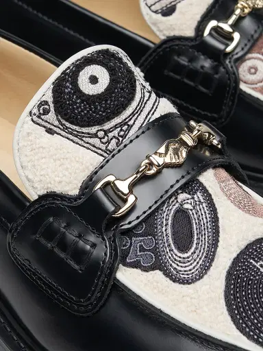 Filling Pieces Men's Vinyl Embroidered Leather Loafers | Thumbnail 4