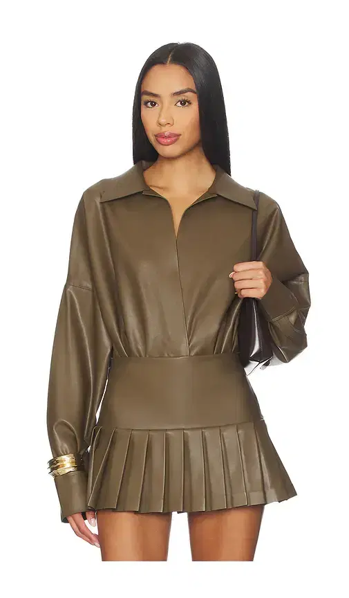 Norma Kamali Super Oversized Boyfriend Shirt Bodysuit