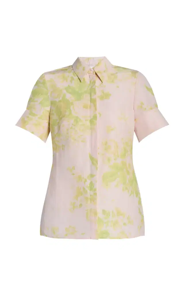 Erdem Floral Linen-Chine Top