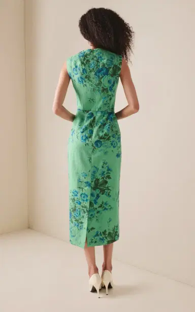 Erdem Printed Linen Pencil Midi Dress | Thumbnail 4