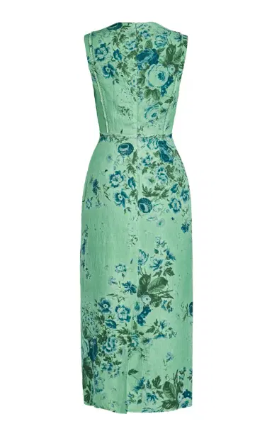 Erdem Printed Linen Pencil Midi Dress | Thumbnail 5