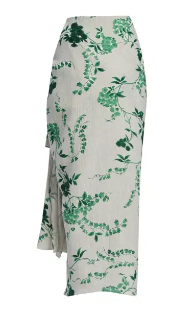 Erdem Floral Draped Linen Midi Skirt | Thumbnail 3