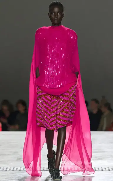 Dries Van Noten Ducy Cape-Sleeve Mousseline-Silk Dress | Thumbnail 2
