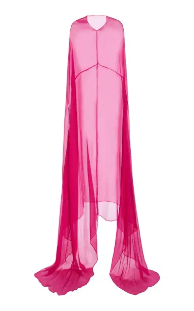 Dries Van Noten Ducy Cape-Sleeve Mousseline-Silk Dress | Thumbnail 3