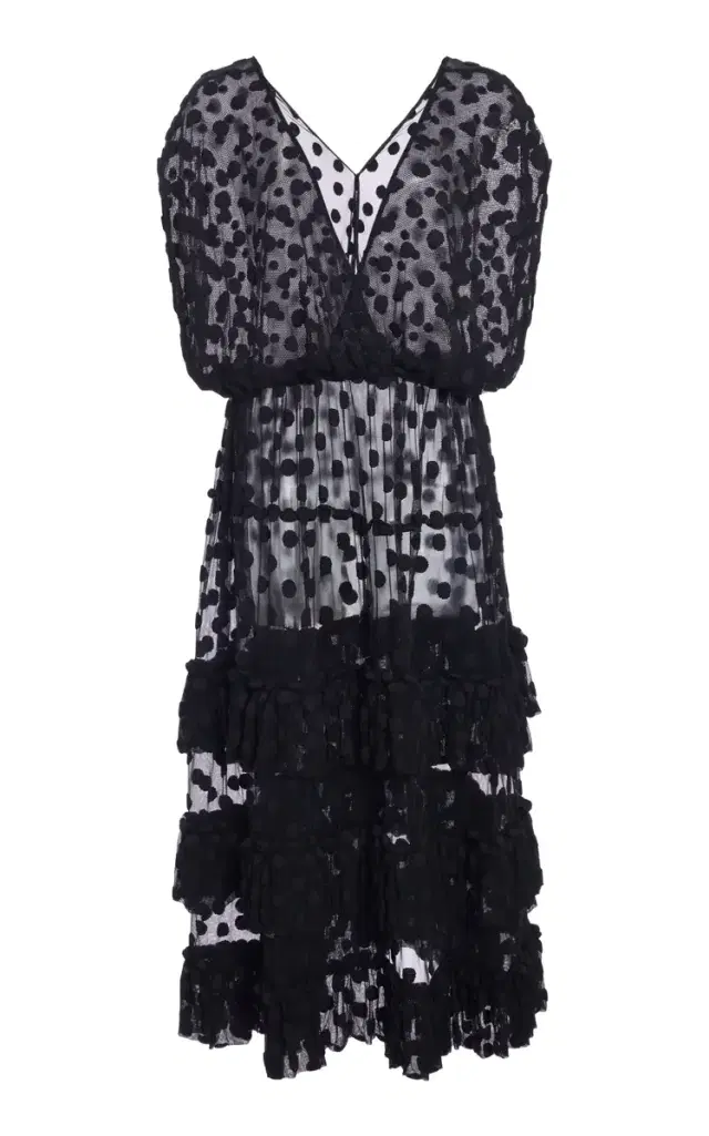 Dries Van Noten Dally Polka-Dot Mesh Midi Dress