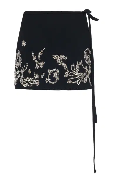 Dries Van Noten Gabrina Embellished Crepe Mini Wrap Skirt | Thumbnail 2