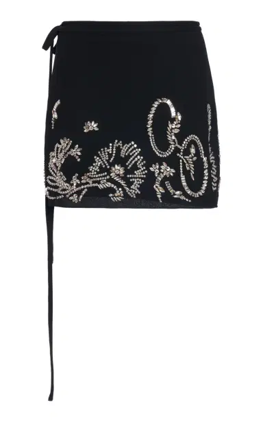 Dries Van Noten Gabrina Embellished Crepe Mini Wrap Skirt | Thumbnail 1