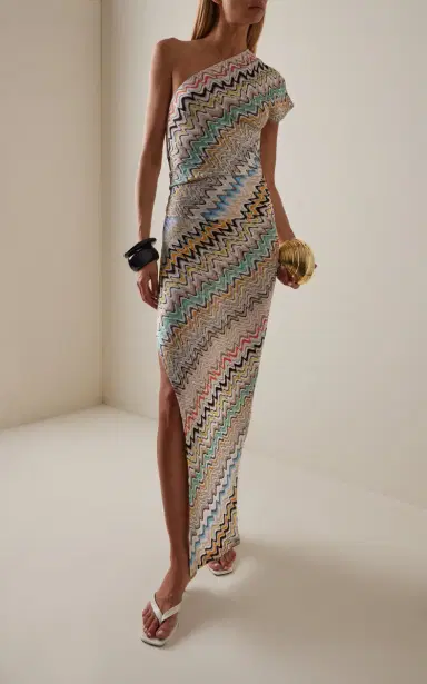 Missoni One-Shoulder Chevron Knit Maxi Dress | Thumbnail 2