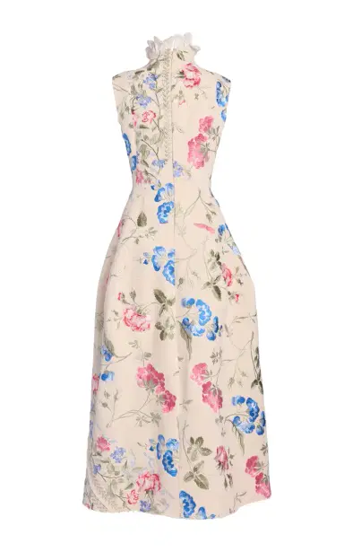 Erdem Embroidered Cotton-Twill Midi Dress | Thumbnail 3