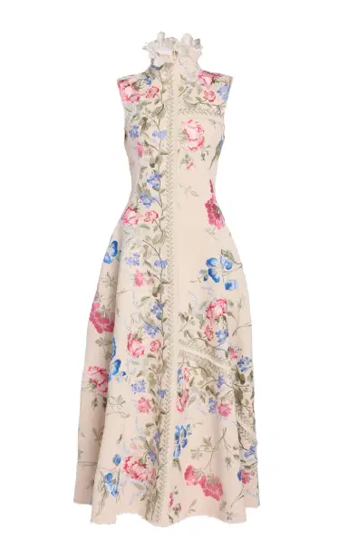 Erdem Embroidered Cotton-Twill Midi Dress | Thumbnail 1