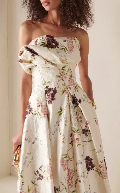 Erdem Floral Textured-Satin Midi Dress | Thumbnail 2 Erdem Floral Textured-Satin Midi Dress | Thumbnail 2