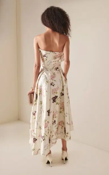 Erdem Floral Textured-Satin Midi Dress | Thumbnail 4 Erdem Floral Textured-Satin Midi Dress | Thumbnail 4