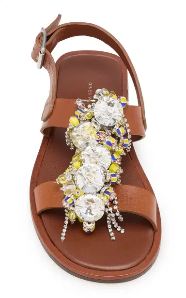 Dries Van Noten Embroidered Crystal Rounded Toe Sandal | Thumbnail 2