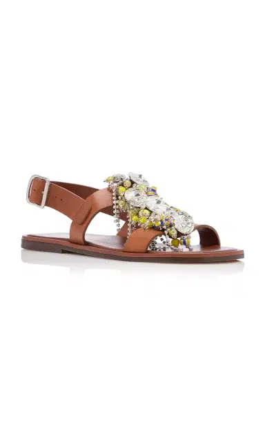 Dries Van Noten Embroidered Crystal Rounded Toe Sandal | Thumbnail 3
