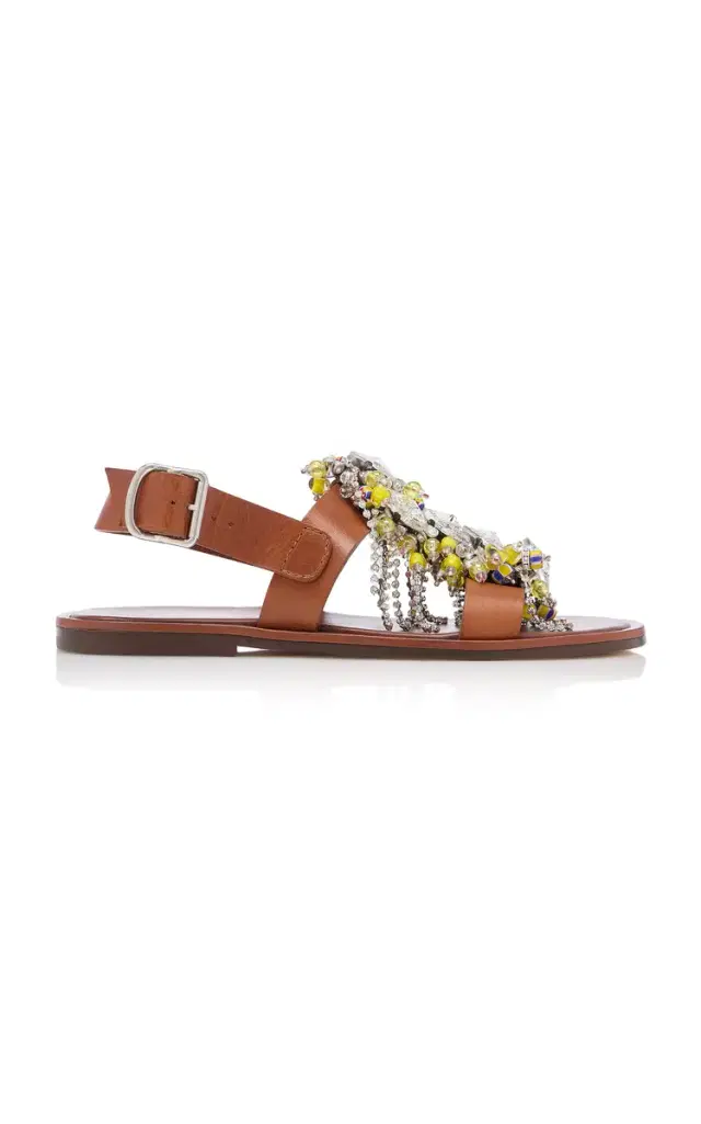 Dries Van Noten Embroidered Crystal Rounded Toe Sandal