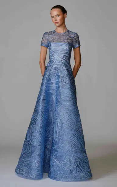 Naeem Khan Metallic Raffia Tulle-Blend Gown | Thumbnail 2