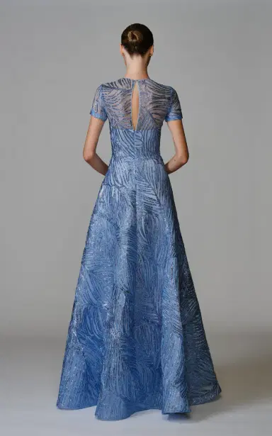 Naeem Khan Metallic Raffia Tulle-Blend Gown | Thumbnail 3