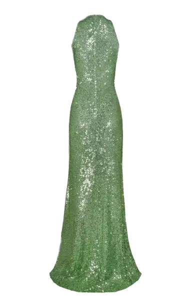 Naeem Khan Stretch Sequin Halter Gown | Thumbnail 4