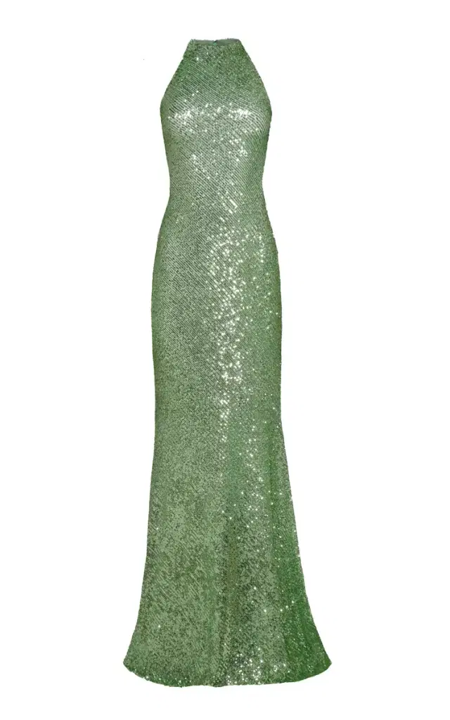 Stretch Sequin Halter Gown