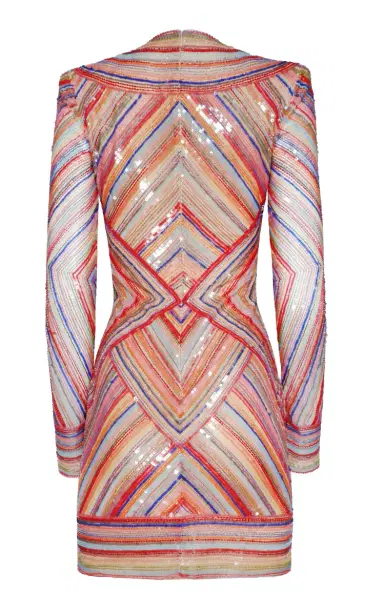 Naeem Khan Beaded Striped Illusion Dress | Thumbnail 5
