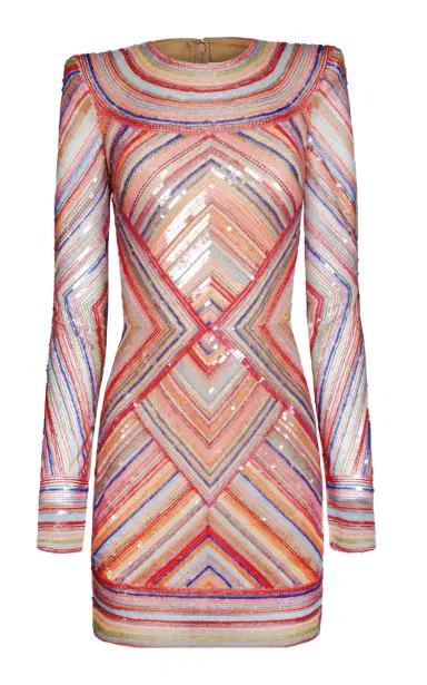 Naeem Khan Beaded Striped Illusion Dress | Thumbnail 1