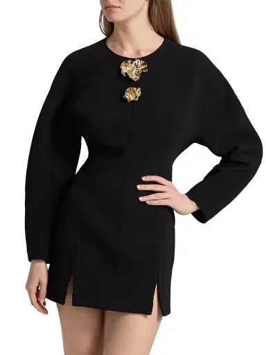 Acler Women's Brotton Floral-Detail Minidress - Black | Thumbnail 3
