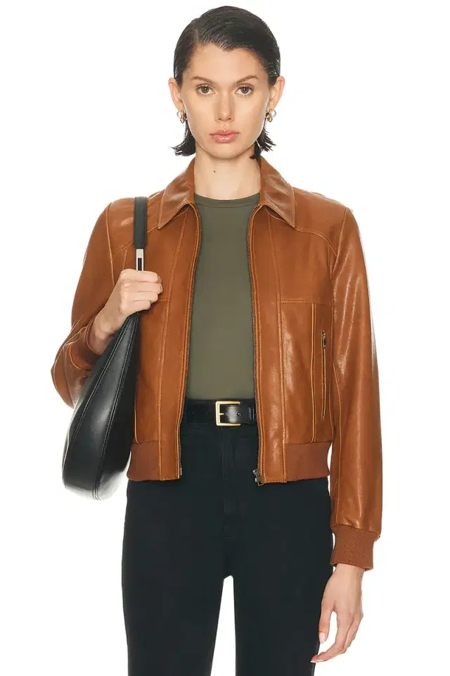 NILI LOTAN Sue Leather Bomber Jacket