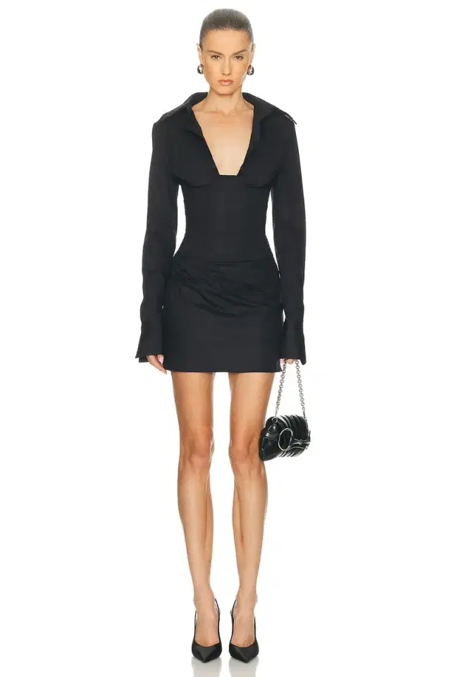 LaQuan Smith Long Sleeve Corset Mini Dress