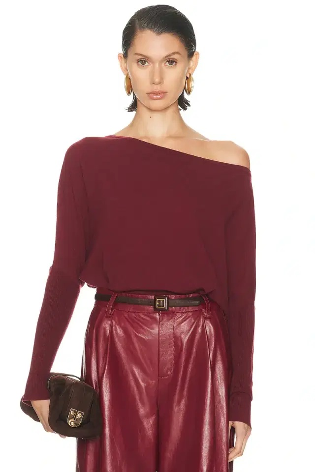 SIMKHAI Lavina Draped Off Shoulder Sweater