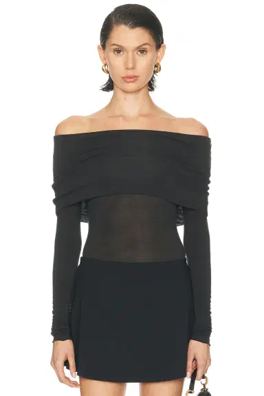 Skims Sheer Modal Off Shoulder Long Sleeve Top | Thumbnail 1