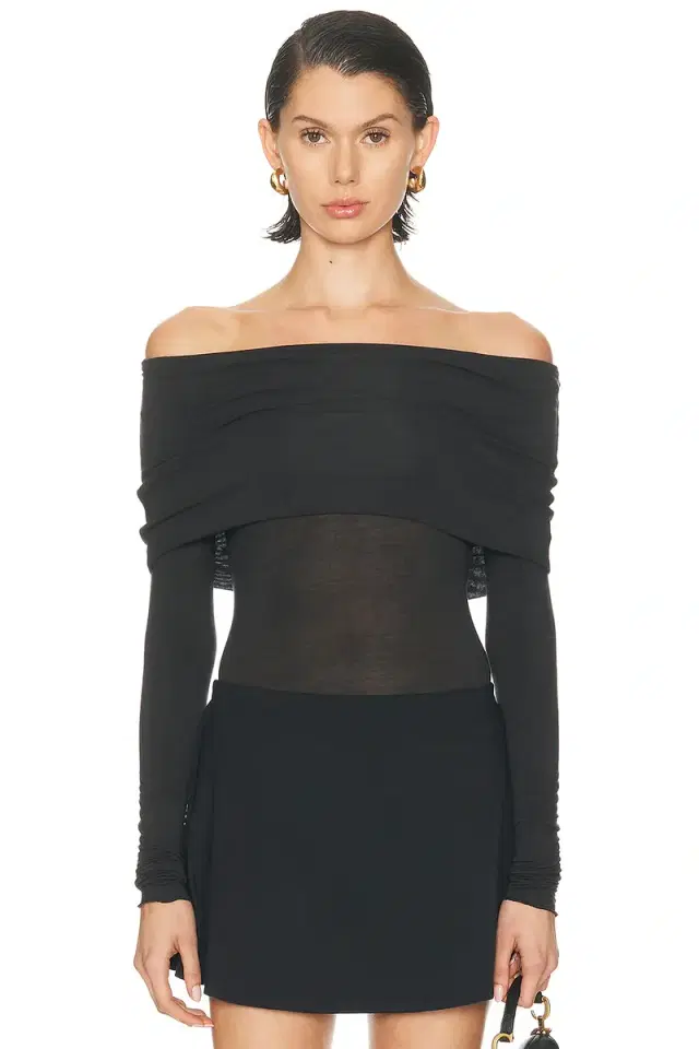 Skims Sheer Modal Off Shoulder Long Sleeve Top
