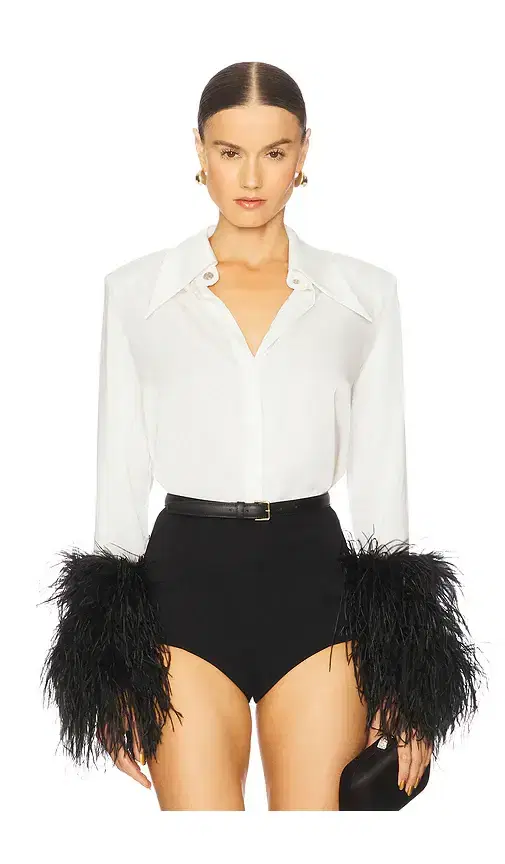 Bronx Banco Blair Top With Feather Trim