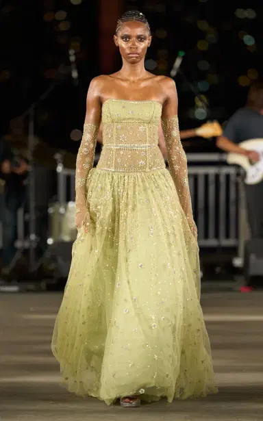 Cucculelli Shaheen Constellation Jade Tulle Maxi Dress - Green | Thumbnail 2