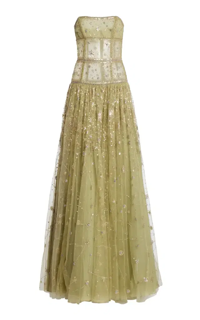 Constellation Jade Tulle Maxi Dress - Green