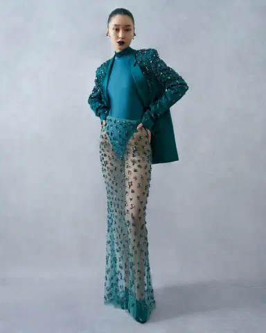 LAPOINTE Degradé Cluster Embellished Flare Skirt | Thumbnail 1 LAPOINTE Degradé Cluster Embellished Flare Skirt | Thumbnail 1