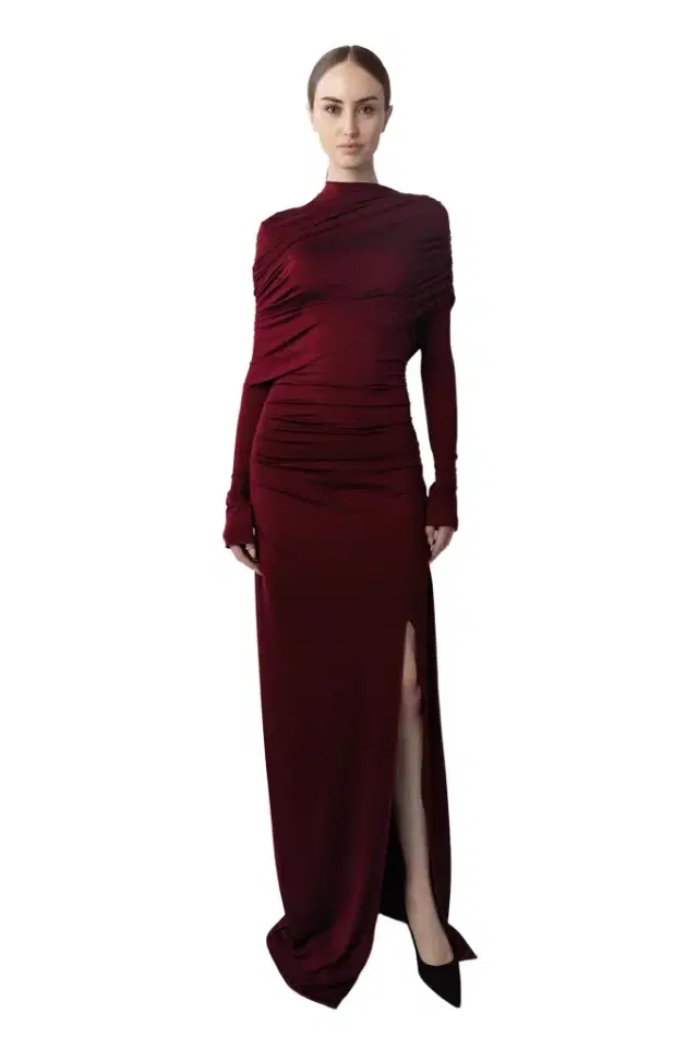 Jersey Asymmetrical Shawl Draped Gown