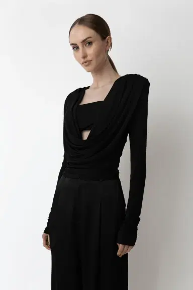 Lapointe Jersey Cowl Neck Bandeau Top | Thumbnail 3