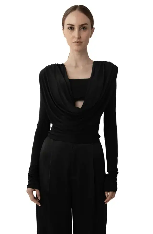 Jersey Cowl Neck Bandeau Top