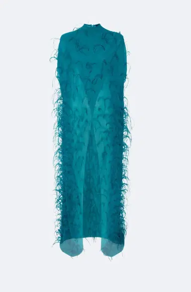 LAPOINTE Lightweight Georgette Mock Neck Maxi Top With Feathers | Thumbnail 4 LAPOINTE Lightweight Georgette Mock Neck Maxi Top With Feathers | Thumbnail 4