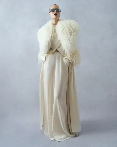 LAPOINTE Satin Double Breasted Coat With Shearling | Thumbnail 1