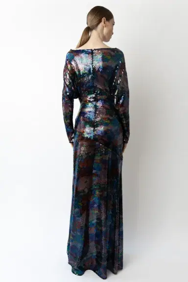 LAPOINTE Watercolor Sequin V Neck Gown | Thumbnail 2 LAPOINTE Watercolor Sequin V Neck Gown | Thumbnail 2