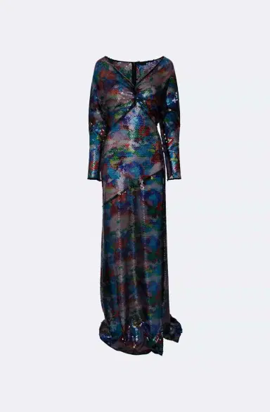 LAPOINTE Watercolor Sequin V Neck Gown | Thumbnail 5 LAPOINTE Watercolor Sequin V Neck Gown | Thumbnail 5