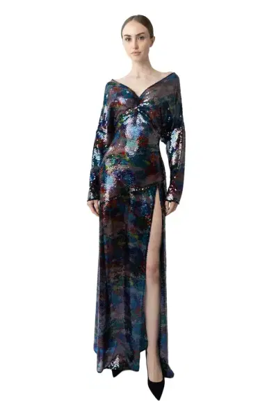 LAPOINTE Watercolor Sequin V Neck Gown | Thumbnail 1 LAPOINTE Watercolor Sequin V Neck Gown | Thumbnail 1