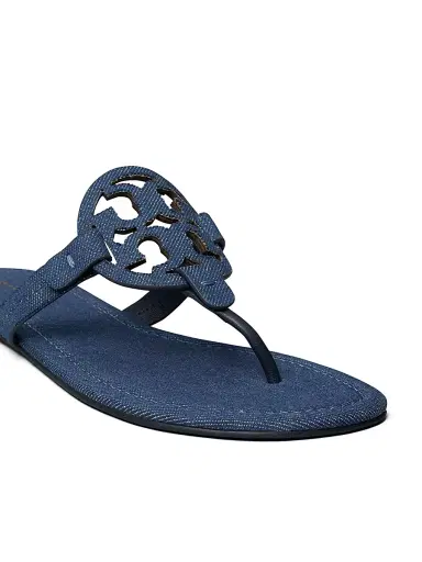 Tory Burch Women's Miller Cotton Denim Flat Sandals | Thumbnail 4 Tory Burch Women's Miller Cotton Denim Flat Sandals | Thumbnail 4